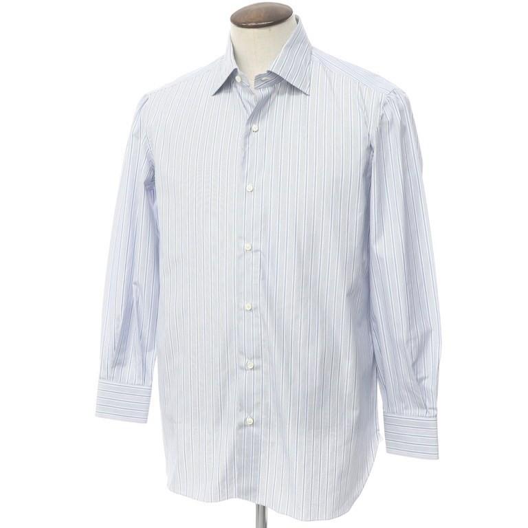 全ての リベラーノリベラーノ LIVERANOLIVEARANO コットン ストライプ セミワイドカラー ドレスシャツ ブルー×ホワイト 42 -  oslotk.no