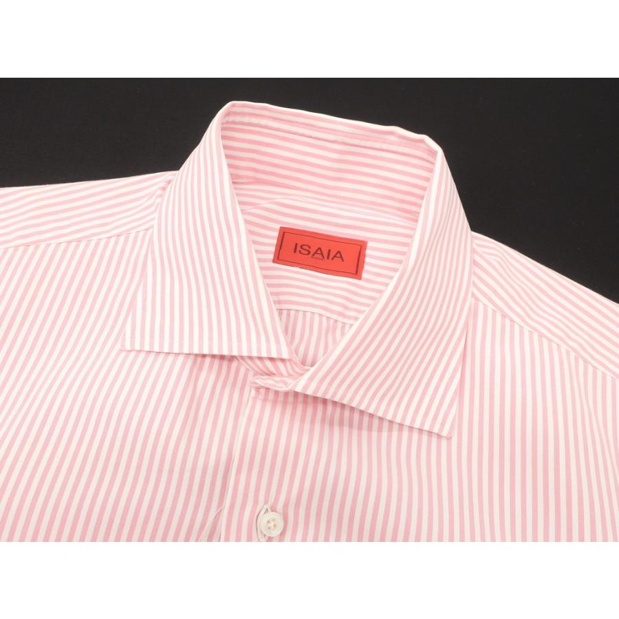 イザイア ISAIA ストライプ コットン ワイドカラードレスシャツ ピンク×ホワイト 42｜ritagliolibro｜05