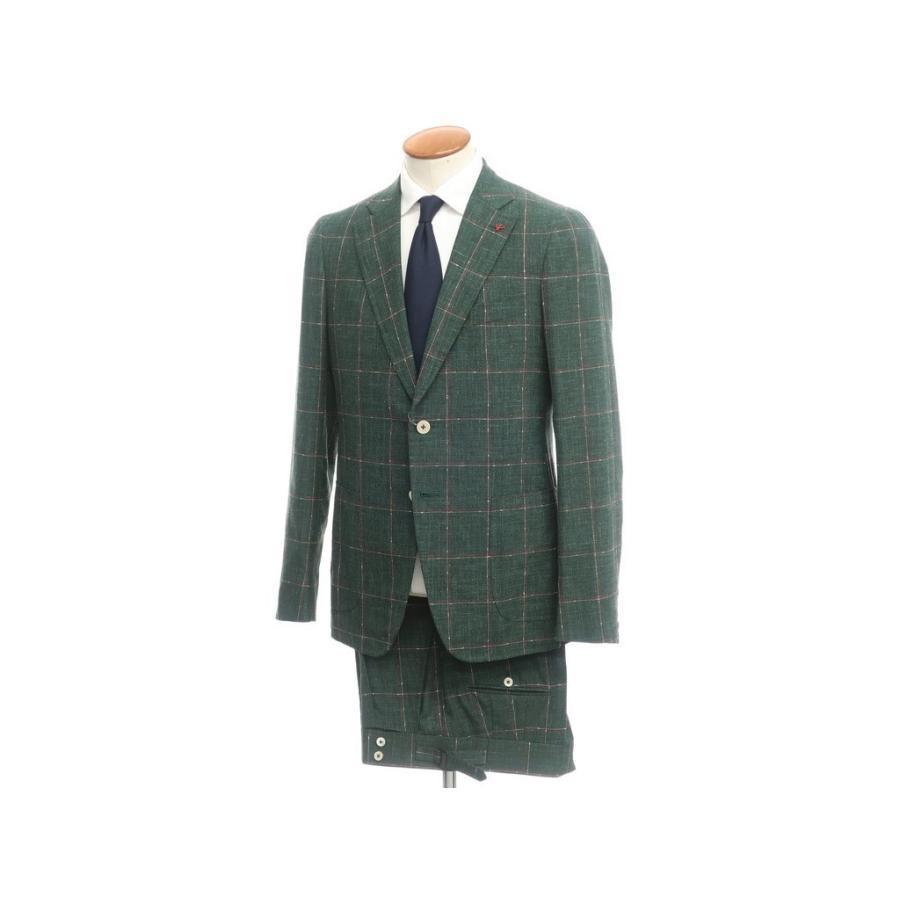 数量限定 イザイア ISAIA CORTINA コルティナ ウールシルクリネン チェック 2つボタンスーツ グリーン×レッド×ホワイト 48[EPD] 【IQ1127884196】(40669円)