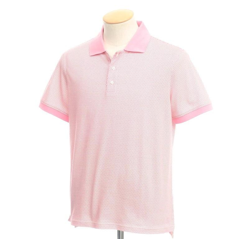 イザイア ISAIA コットン 総柄 半袖 ポロシャツ ピンク S[EPD 