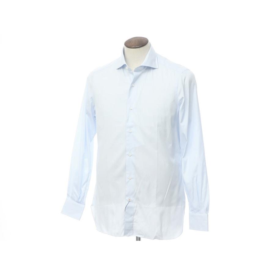 アウトレット イザイア ISAIA LEUCA ストライプ ワイドカラー ドレスシャツ ライトブルー×ホワイト 41｜ritagliolibro｜02