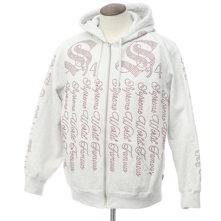 supreme rhinestone zip up hoodie
