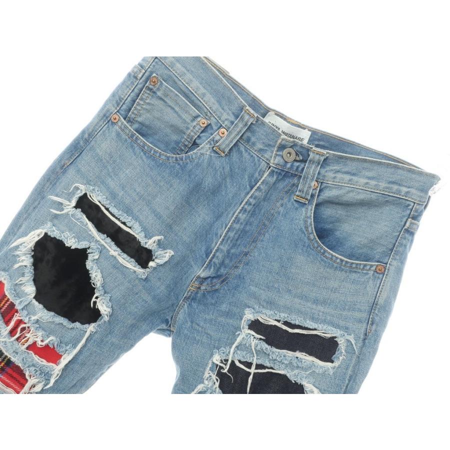 ジュンヤワタナベ JUNYA WATANABE DENIM 2019年春夏 ダメージ＆リペア加工 デニムパンツ ジーンズ ライトブルー S[APD]｜ritagliolibro｜03