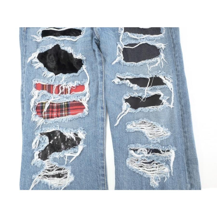 ジュンヤワタナベ JUNYA WATANABE DENIM 2019年春夏 ダメージ＆リペア加工 デニムパンツ ジーンズ ライトブルー S[APD]｜ritagliolibro｜10