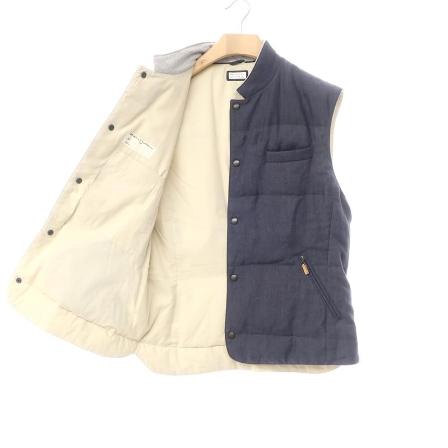 【中古】ブルネロクチネリ Brunello Cucinelli リネン ダウンベスト ブルゾン ネイビー【サイズL】[BPD]｜ritagliolibro｜04