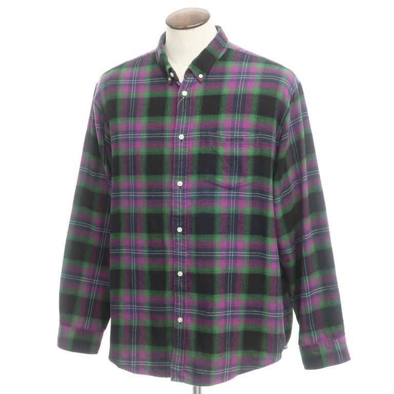 シュプリーム Supreme 2022年春夏 Brushed Plaid Flannel Shirt チェック ネルシャツ ブラック×パープル×グリーン XL[BPD]｜ritagliolibro