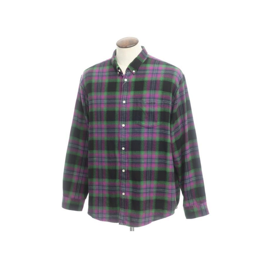 シュプリーム Supreme 2022年春夏 Brushed Plaid Flannel Shirt チェック ネルシャツ ブラック×パープル×グリーン XL[BPD]｜ritagliolibro｜02