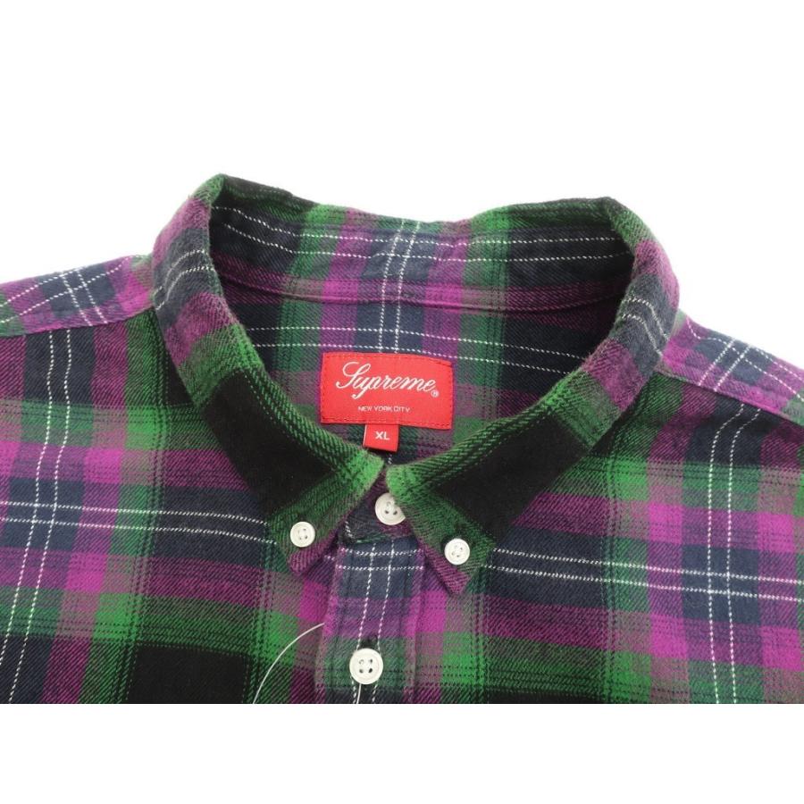 シュプリーム Supreme 2022年春夏 Brushed Plaid Flannel Shirt チェック ネルシャツ ブラック×パープル×グリーン XL[BPD]｜ritagliolibro｜05