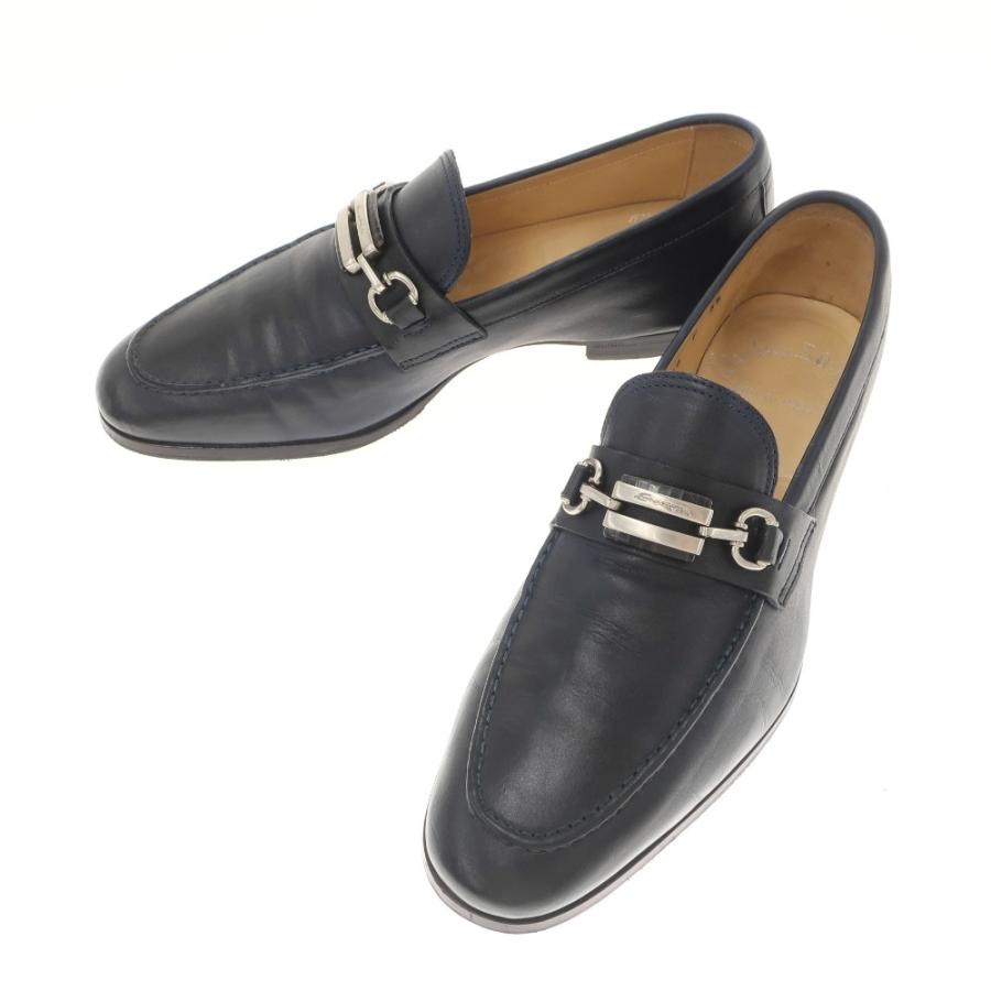 サントーニ Santoni ビット ローファー ネイビー 5 1/2 :1