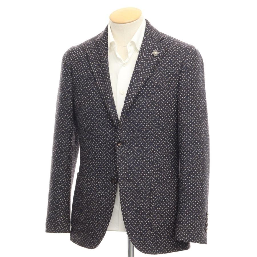 中古】ラルディーニ LARDINI ウールナイロン 総柄 ジャケット ブラウン