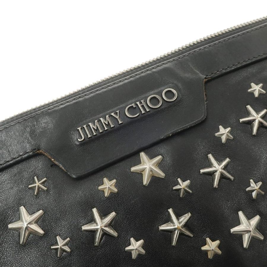 【中古】ジミーチュウ JIMMY CHOO スタースタッズ レザー クラッチバッグ ブラックxシルバー【W36xH24】[BPD]｜ritagliolibro｜06