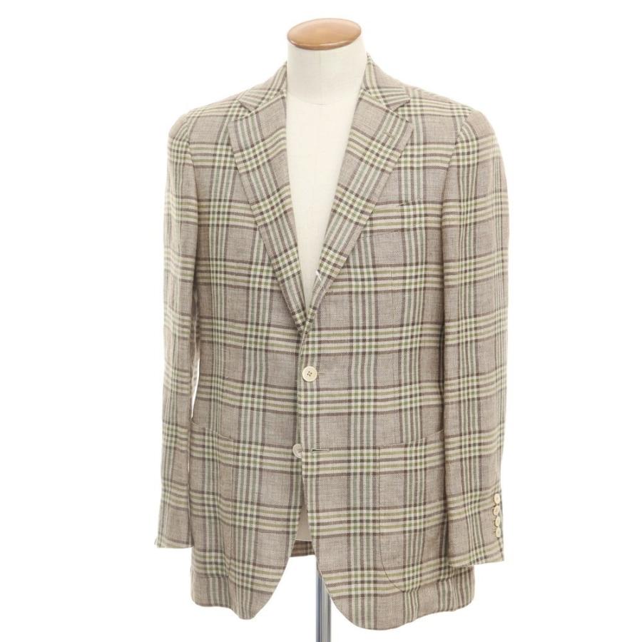 中古】ベルベスト Belvest リネンウール チェック 3B カジュアル