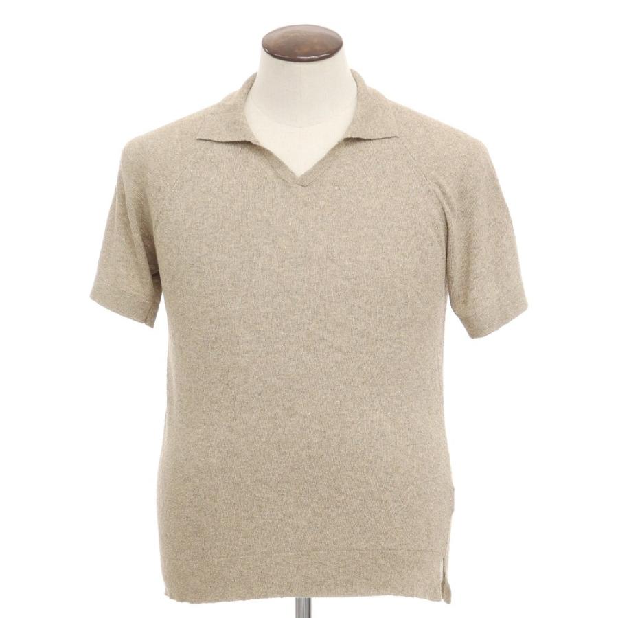 新品】タリアトーレ TAGLIATORE 半袖スキッパーポロニット ベージュ系