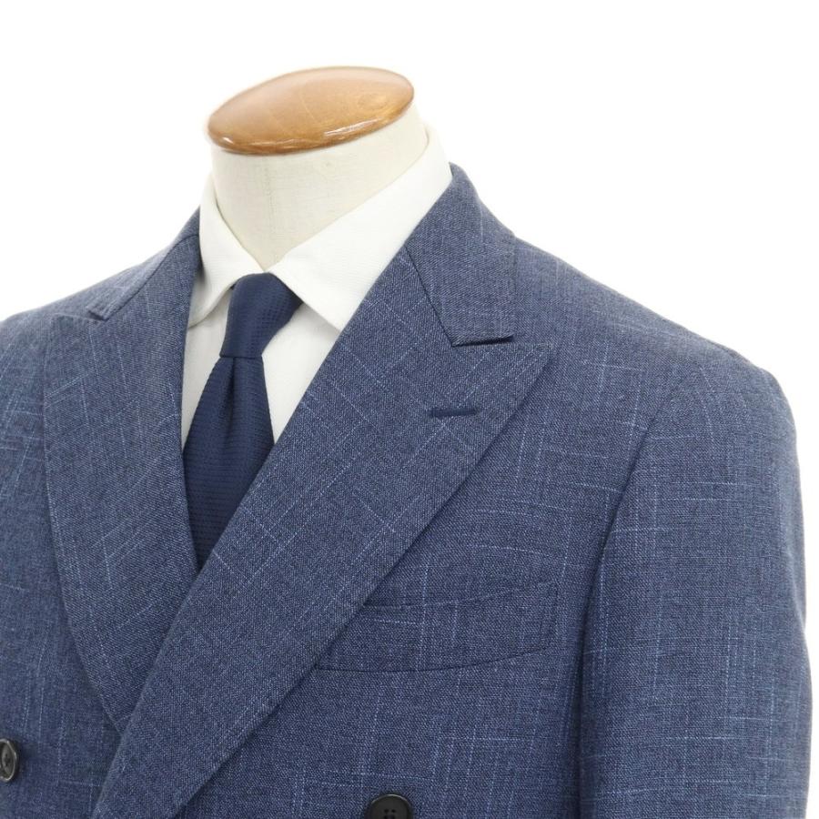 【中古】グリーンレーベルリラクシング green label relaxing ×Sartoria Ring ウールコットンリネン ダブルスーツ ネイビーxブルー【サイズ46/80】[APD]｜ritagliolibro｜02