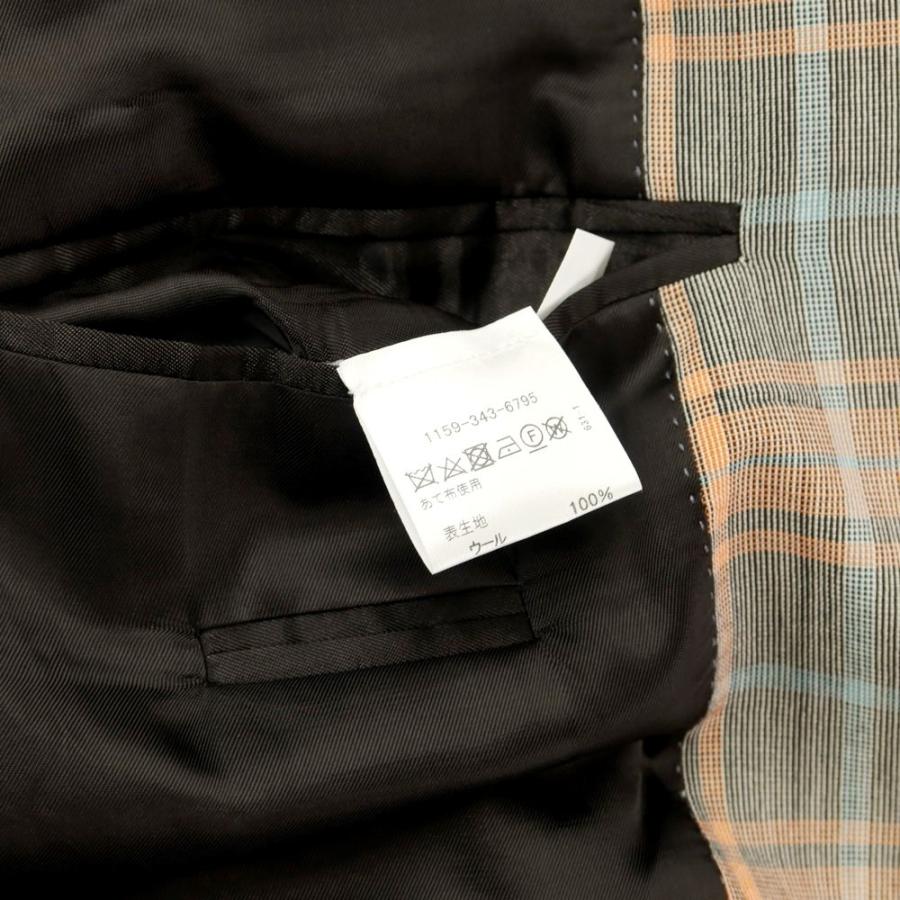 イートウツ E.TAUTZ ウール チェック ジャケット グレーxオレンジ