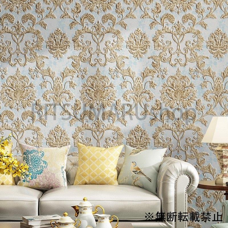 お気に入 10mx53cm P040 輸入壁紙 ダマスク柄 エンボス加工 Ovoin Diy 3d ウォールペーパー 内装
