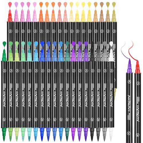 GeeRic 36色アクリルマーカーペン 防水速乾アクリルペン 筆タイプ 太字 イラストマーカー ペイントマーカー 木材、石、陶器、岩絵、ガラス、DIY 2mm/3mm 先 の商品画像