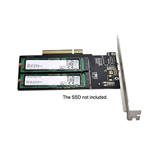 Xiwai PCI Dual NVME M.2 AHCI naar PCIE Gen3 X8 X16 Raid-kaart, VROC Raid0 Hyper Adapter voor Windows 10, Stabiel voor 2 NVME-schijven gelijktijdige werking