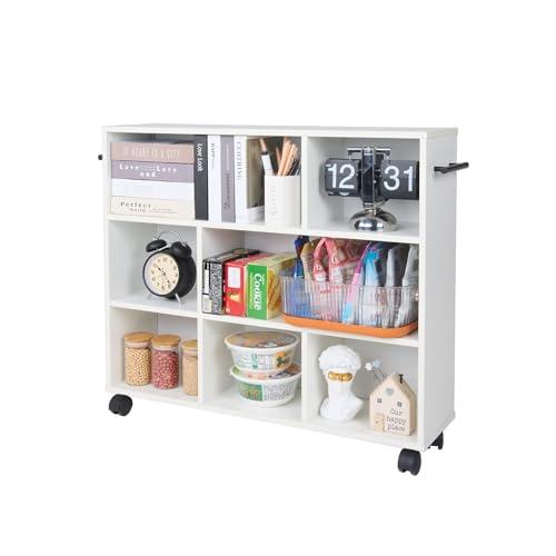 VECELO 本棚 カラーボックス 収納ラック スリム 幅75x奥行き20x高さ