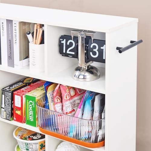 VECELO 本棚 カラーボックス 収納ラック スリム 幅75x奥行き20x高さ