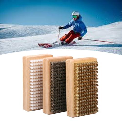 スキーブラシ スキー スノーボード ワックスがけブラシ木製ハンドル