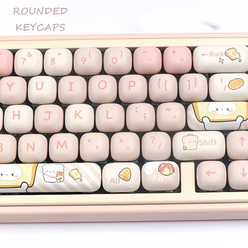 PBT かわいいキーキャップ、ピンクMOGプロファイルキーキャップ、140