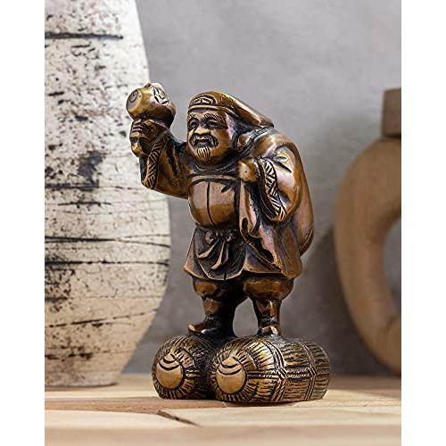 吉兆七福神 大黒天 銅製/上味色 仏師：旭峰 原型＿仏像 置物 七福神 高岡