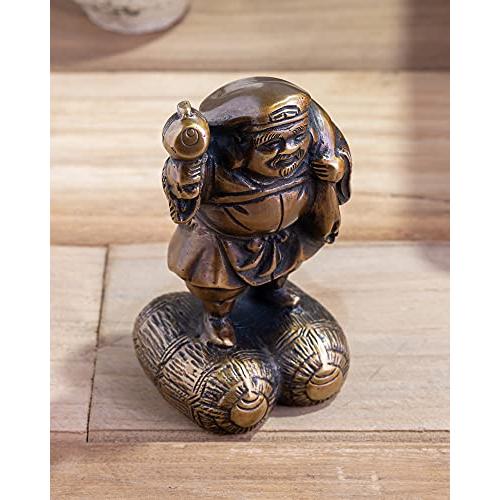 吉兆七福神 大黒天 銅製/上味色 仏師：旭峰 原型＿仏像 置物 七福神 高岡