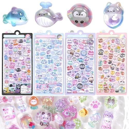 シール ぷくぷくシール 可愛い 4枚セット 3D 立体 ぼんぼんドロップ