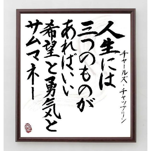 チャールズ チャップリンの名言色紙 人生には三つのものがあればいい 希望と勇気とサムマネー 額付き 一点もの Kisumupoly Ac Ke