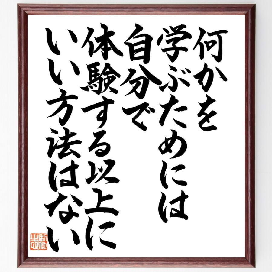 アインシュタインの名言「何かを学ぶためには、自分で体験する以上に、いい方法はない」直筆書道色紙額／直筆済 | 