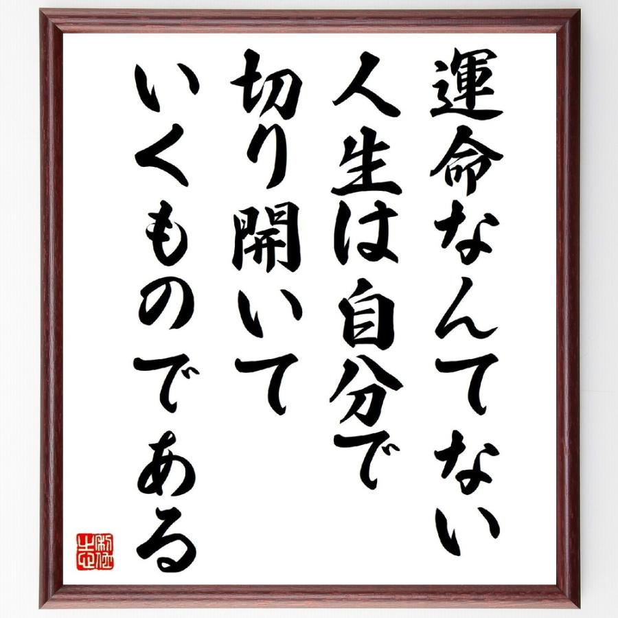名言「運命なんてない、人生は自分で切り開いていくものである」手書き書道色紙額／受注後の毛筆直筆 | 