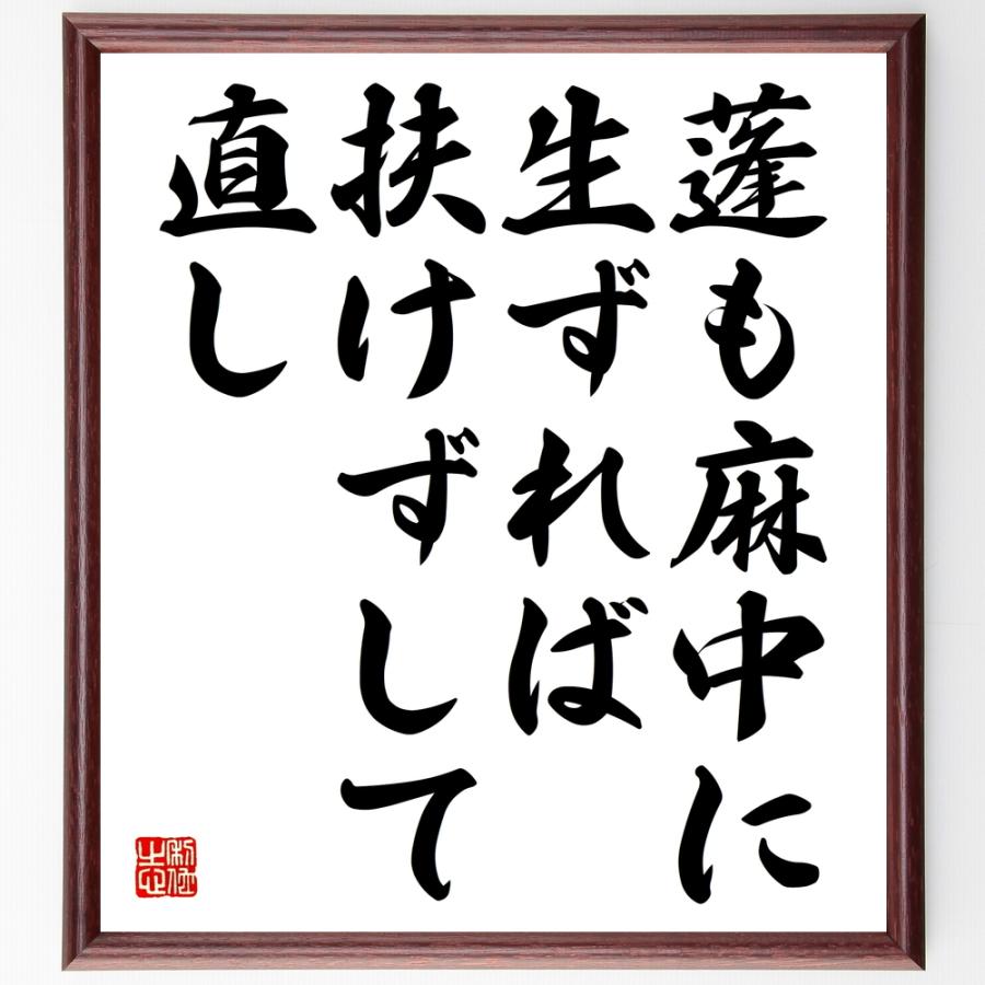 輝く高品質な 書道色紙 名言 蓬も麻中に生ずれば 扶けずして直し 額付き 受注後直筆品 売れ筋 Turningheadskennel Com