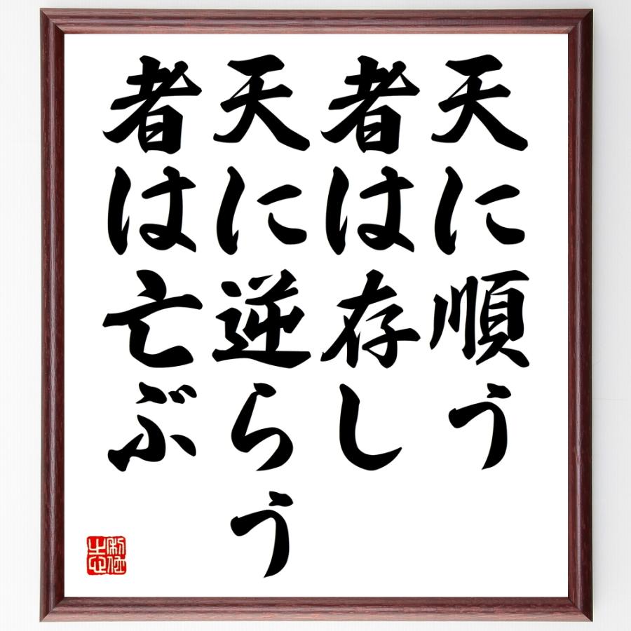 公式 書道色紙 名言 天に順う者は存し 天に逆らう者は亡ぶ 額付き 受注後直筆品 独創的 Turningheadskennel Com