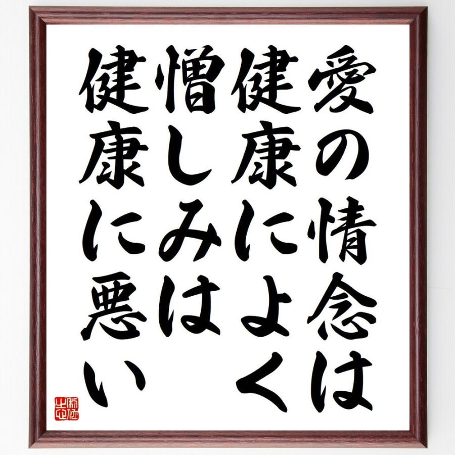 書道色紙 アランの名言 愛の情念は健康によく 憎しみは健康に悪い 額付き 受注後直筆 パッキン Www Architectes Aup Com