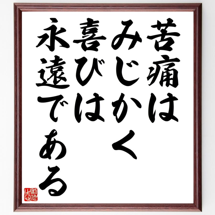 シラーの名言 苦痛はみじかく 喜びは永遠である 額付き書道色紙 受注後直筆 Z1619 直筆書道の名言色紙ショップ千言堂 通販 Yahoo ショッピング