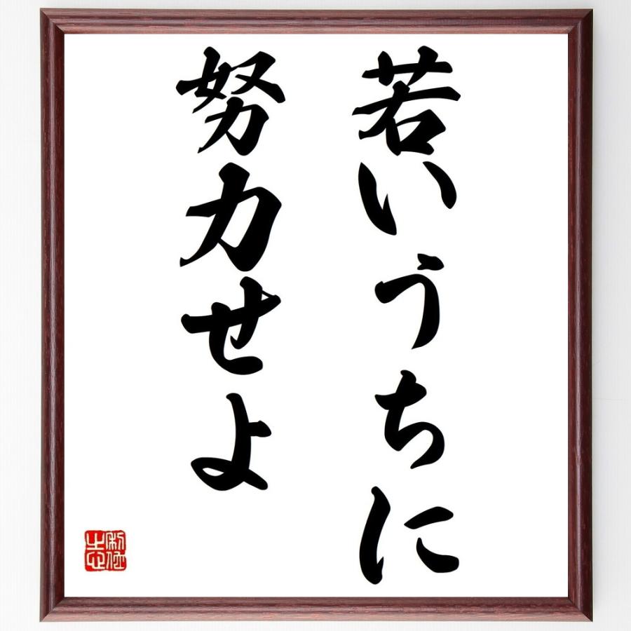書道色紙 名言 若いうちに努力せよ 額付き 受注後直筆品