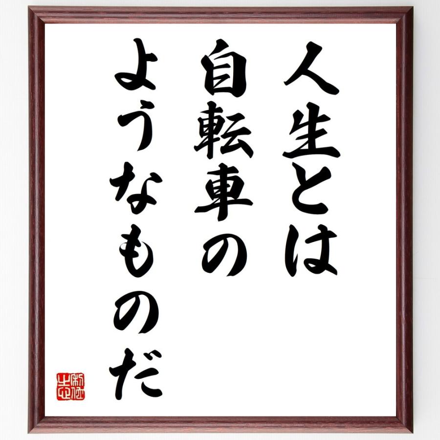 アインシュタインの名言 人生とは自転車のようなものだ 額付き書道色紙 受注後直筆 Z2798 直筆書道の名言色紙ショップ千言堂 通販 Yahoo ショッピング
