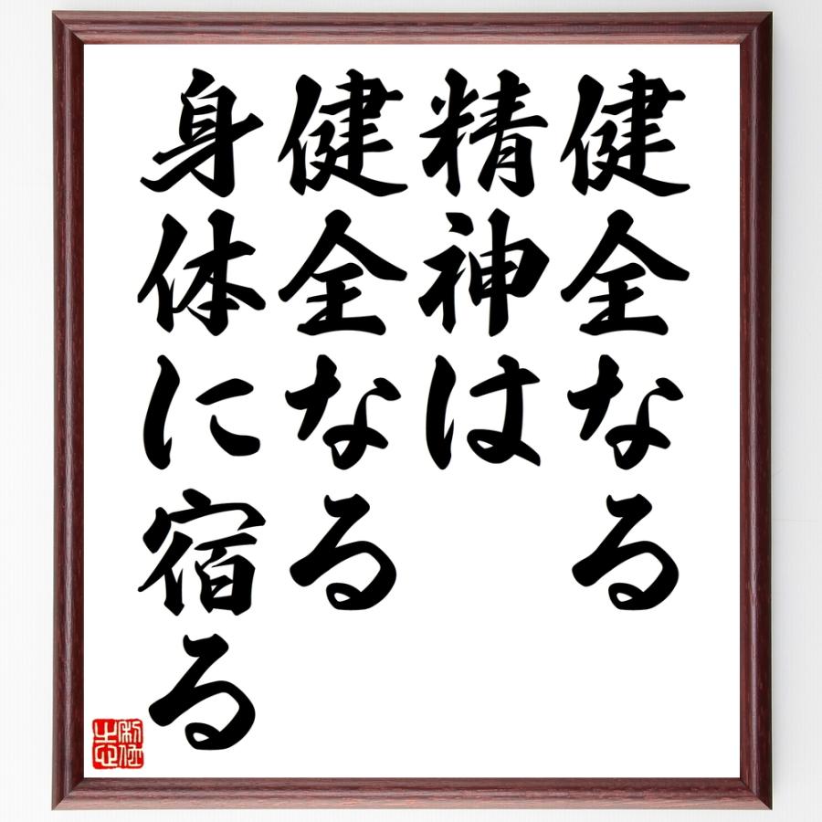 配送員設置送料無料 書道色紙 名言 健全なる精神は 健全なる身体に宿る 額付き 受注後直筆品 好評 Turningheadskennel Com