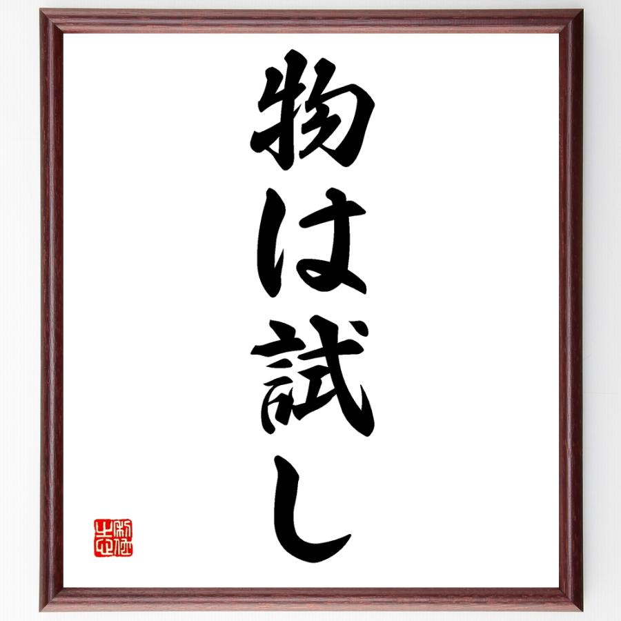名言「物は試し」手書き書道色紙額／受注後の毛筆直筆 | 