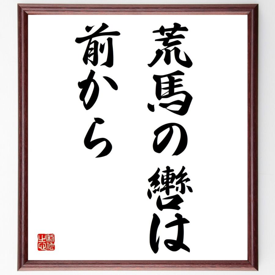 名言「荒馬の轡は前から」直筆書道色紙額／受注後直筆 | 