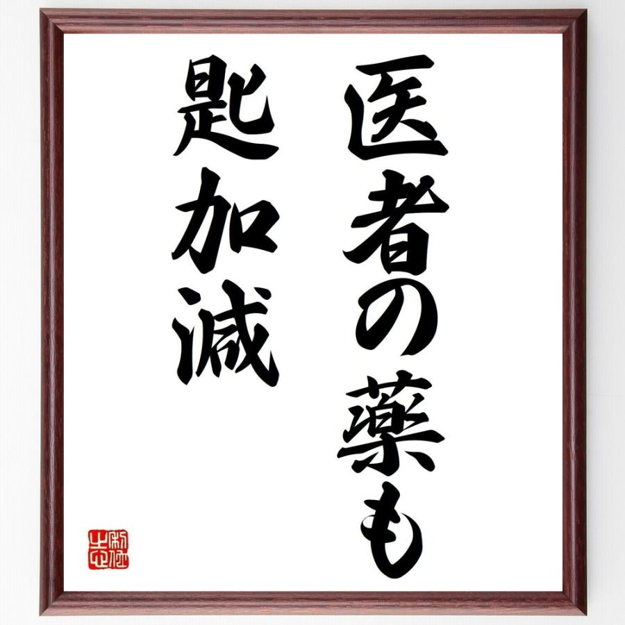 名言「医者の薬も匙加減」手書き書道色紙額／受注後の毛筆直筆 | 