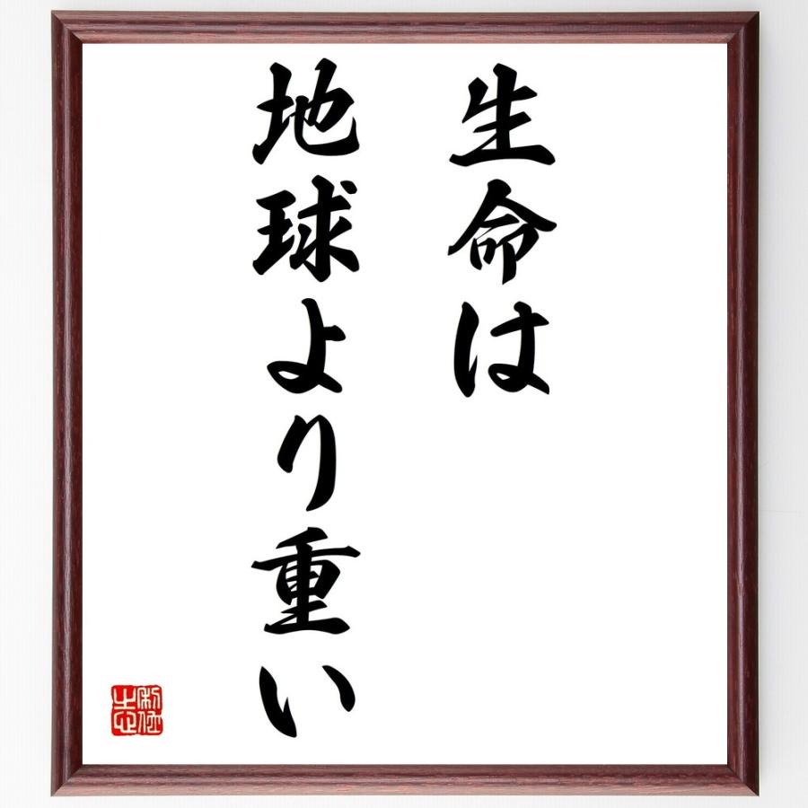 書道色紙 名言 生命は地球より重い 額付き 受注後直筆 Z9711 直筆書道の名言色紙ショップ千言堂 通販 Yahoo ショッピング