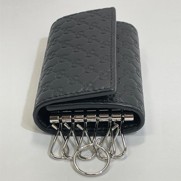 GUCCI ブラックレザーキーケース グッチシマ グッチ GUCCI キーケース メンズ ブラック レザー 150402