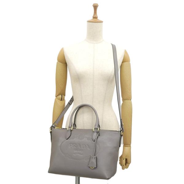 プラダ PRADA 2way ハンドバッグ レザー グレー 美品 ARGILLA PRADA（プラダ） バッグ レディース ハンドバック アウトレット レザー