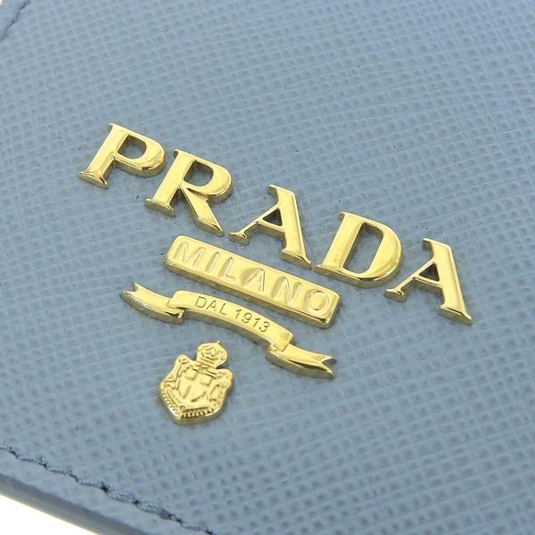 超美品 PRADA プラダ サフィアーノ メタルロゴ レザー カードケース パスケース 名刺入れ ブルー k6258 PRADA（プラダ） カードケース Saffiano Leather Triangle Logo Card