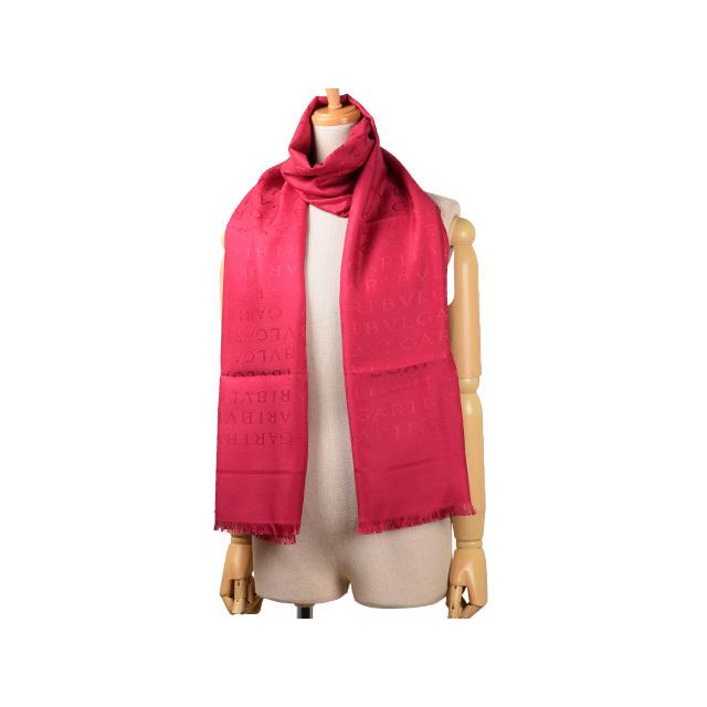 【美品】BVLGARI　ブルガリ　ストール　シルク・ウール　ピンク BVLGARI（ブルガリ） ストール スカーフ アウトレット 243544