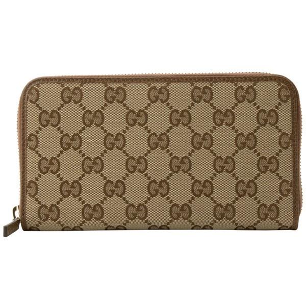 GUCCI ダークブラウン GGパターン 長財布 GGキャンバス グッチ GUCCI 長財布 ラウンドファスナー