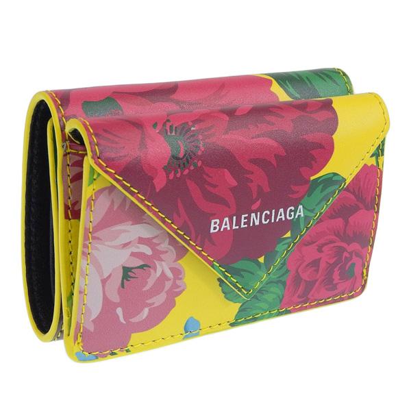 バレンシアガ　三つ折り財布　ボタニカル柄　総柄　イエロー　新品未使用品 BALENCIAGA（バレンシアガ） 財布 レディース 三つ折り 折財布 ミニ