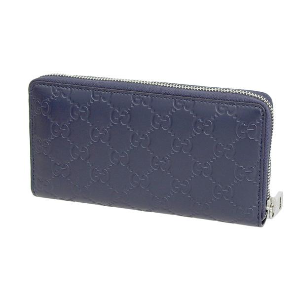 GUCCI（グッチ） 財布 レディース長財布 アウトレット レザー ネイビー